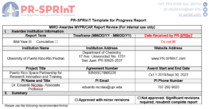 Template Progress Report